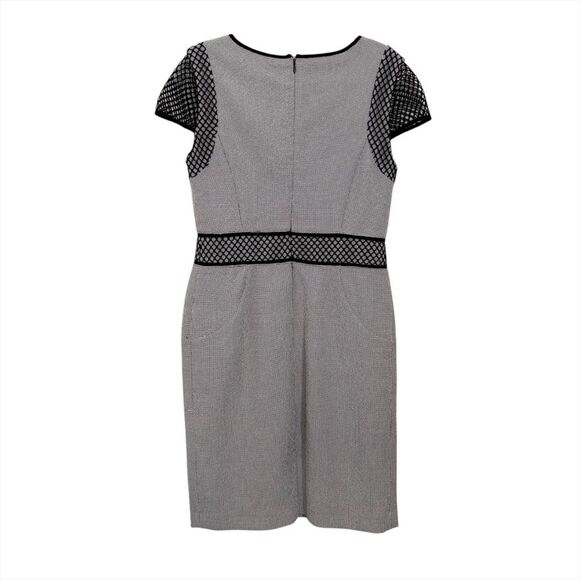 Nine West Black & White Textured Mesh-Accent Sheath Dress - Picture 3 of 11